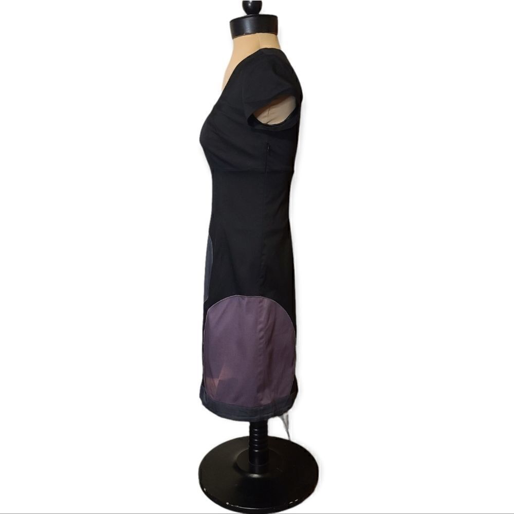 Boden Black Modern Dress Gray Purple  Circles Size 4 - Picture 5 of 8